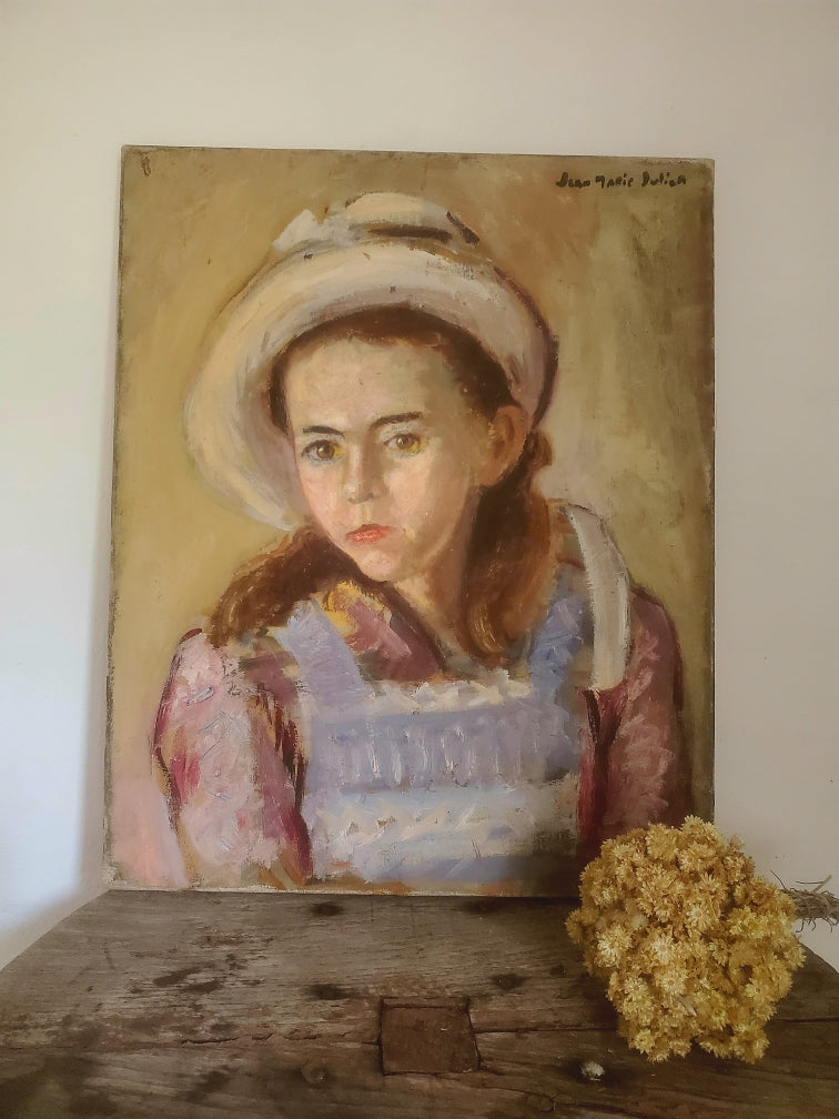 Portrait d'une fillette signé Jean-Marie Julien