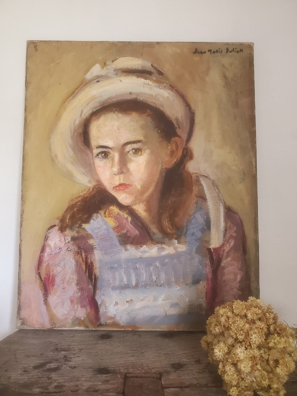 Portrait d'une fillette signé Jean-Marie Julien