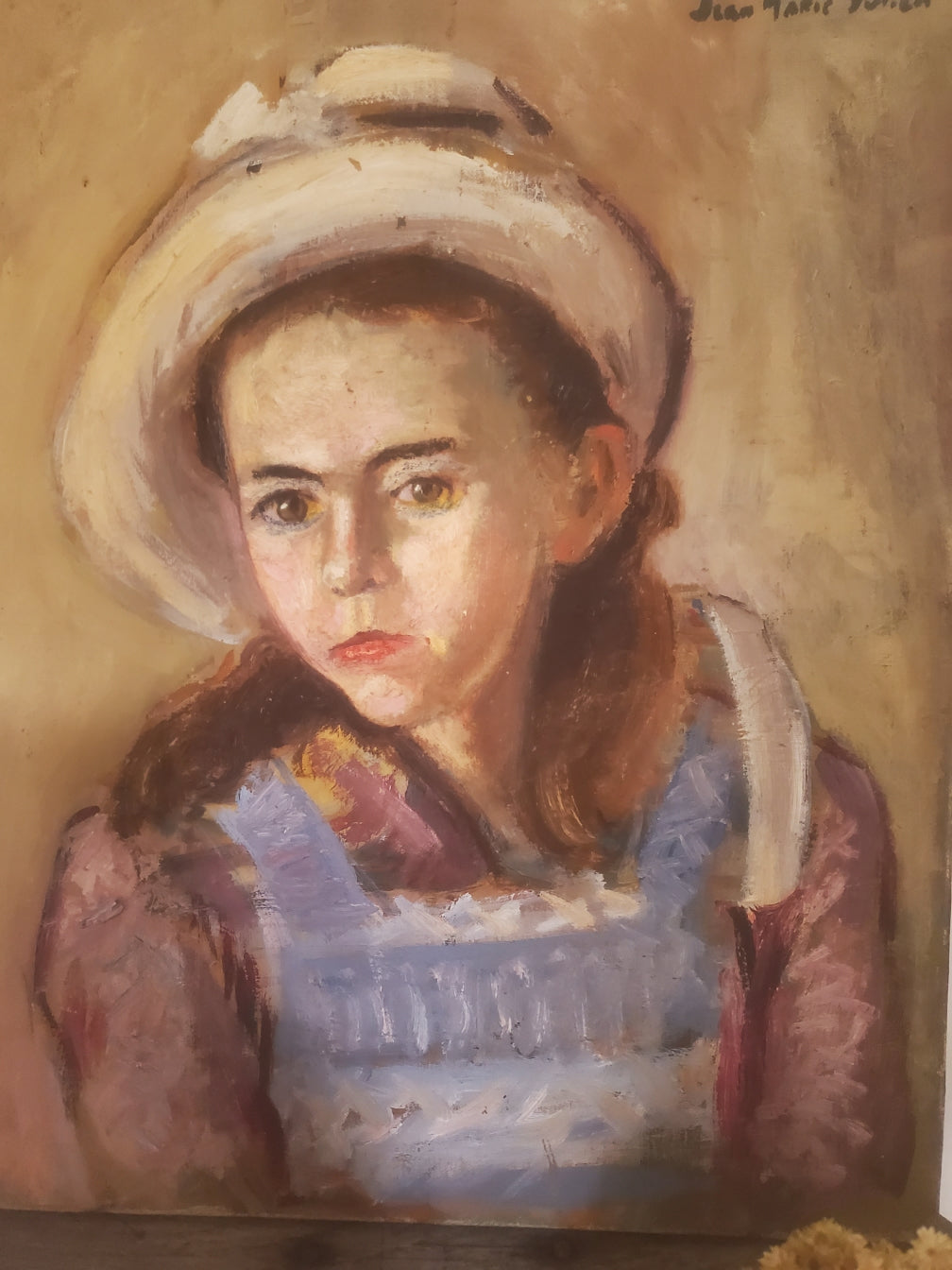 Portrait d'une fillette signé Jean-Marie Julien
