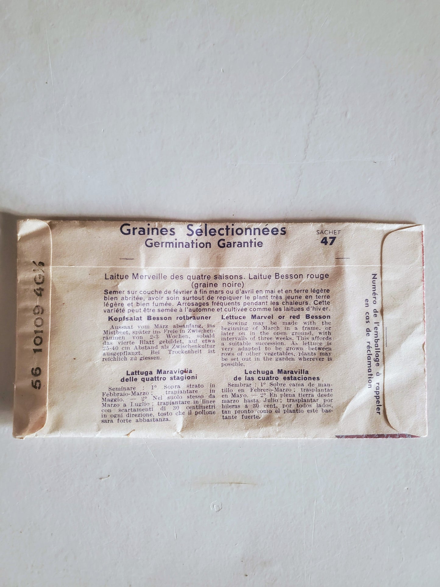 45 Sachets anciens de graines de légumes marque "Le Paysan"