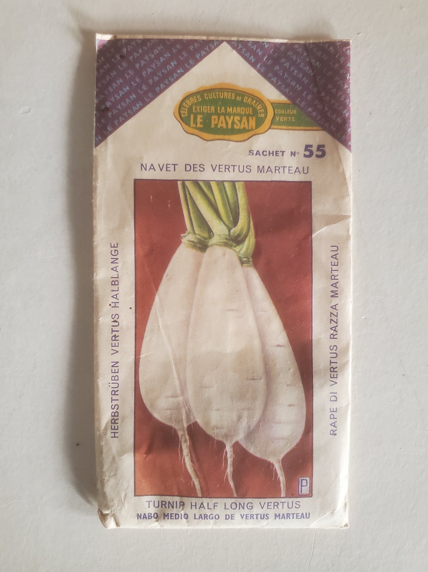45 Sachets anciens de graines de légumes marque "Le Paysan"