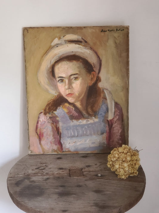 Portrait d'une fillette signé Jean-Marie Julien