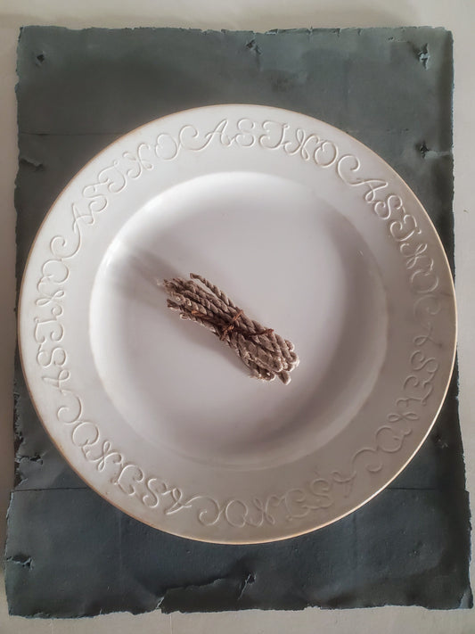Plat ancien de diamètre 27 cm avec lettrage